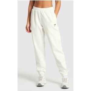 Gymshark White Joggers Men's Size Small Athletic Tapered Fit Sweatpants Unisex